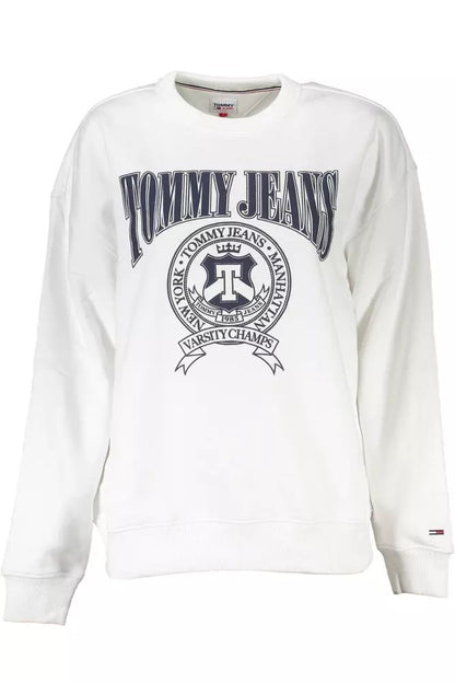 Tommy Hilfiger Elegant White Fleece Crew Neck Sweater