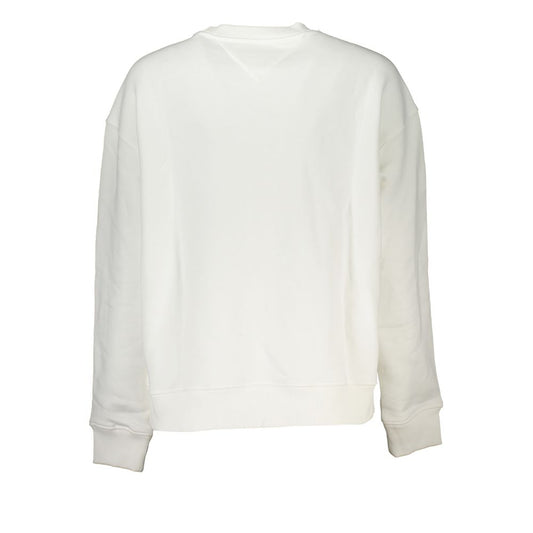 Tommy Hilfiger Elegant White Cotton Sweatshirt with Logo Embroidery