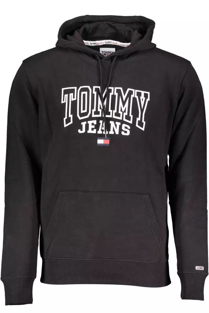 Tommy Hilfiger Sleek Hooded Cotton Sweatshirt in Black