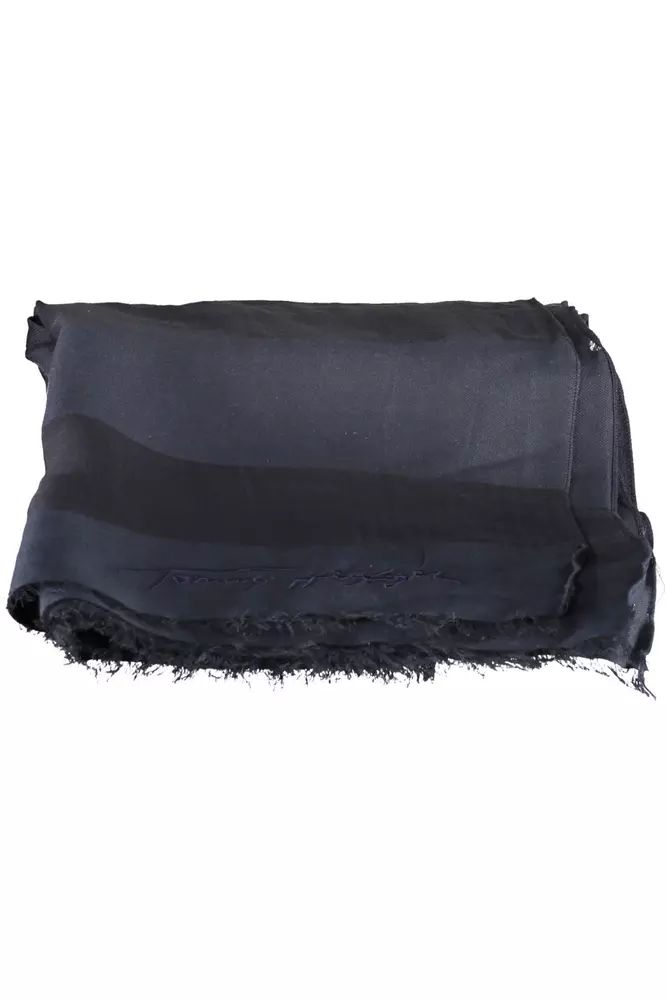 Tommy Hilfiger Elegant Blue Cotton-Modal Scarf with Contrasting Details