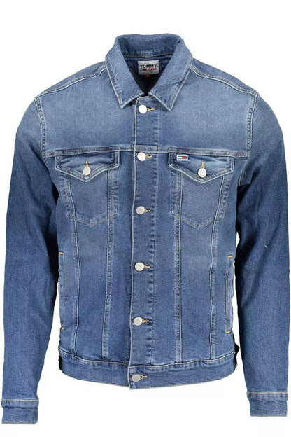 Tommy Hilfiger Chic Blue Denim Jacket with Embroidered Logo