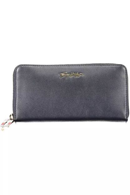 Tommy Hilfiger Elegant Blue Leather Wallet with Multiple Compartments