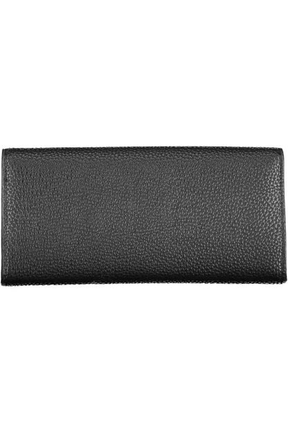 Tommy Hilfiger Elegant Black Tri-Fold Wallet with Snap Closure