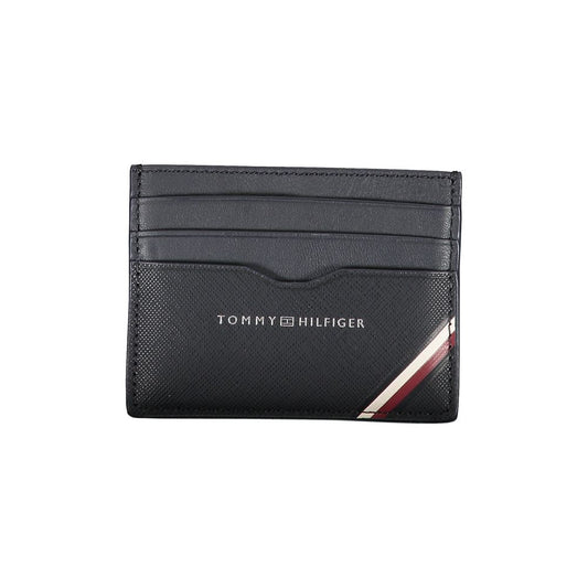 Tommy Hilfiger Elegant Blue Leather Card Holder with Contrast Details