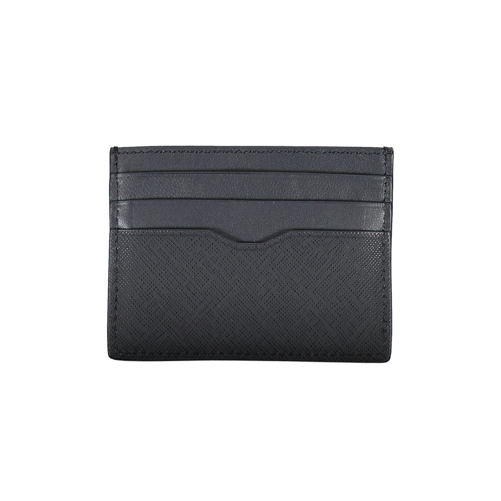 Tommy Hilfiger Elegant Blue Leather Card Holder with Contrast Details