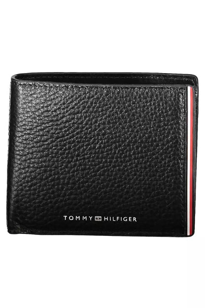 Tommy Hilfiger Sleek Black Leather Wallet with Contrasting Accents