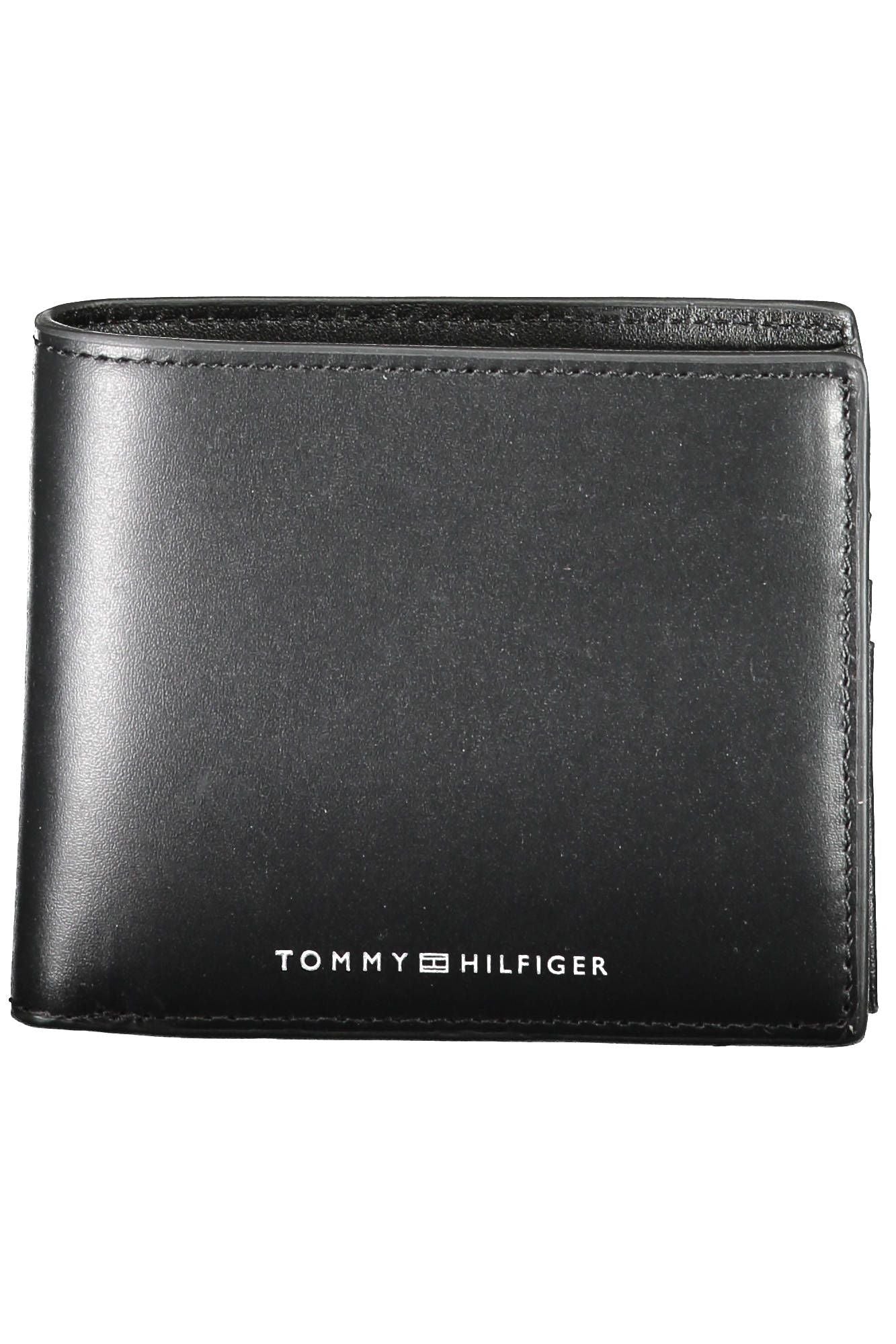 Tommy Hilfiger Sleek Black Leather Wallet with Contrasting Detail