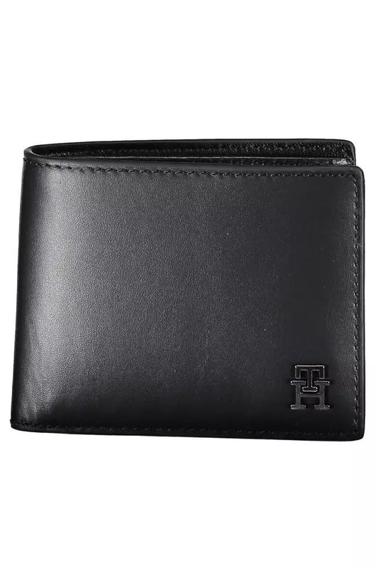 Tommy Hilfiger Sleek Black Leather Wallet with Contrast Accents