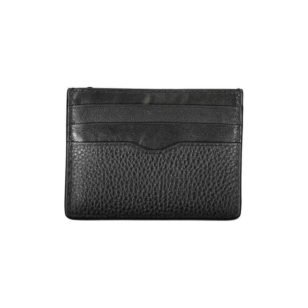 Tommy Hilfiger Sleek Black Leather Card Holder with Contrast Detail