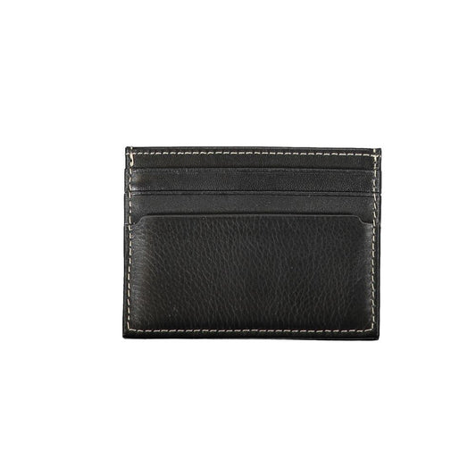 Tommy Hilfiger Sleek Black Leather Card Holder with Contrast Detail