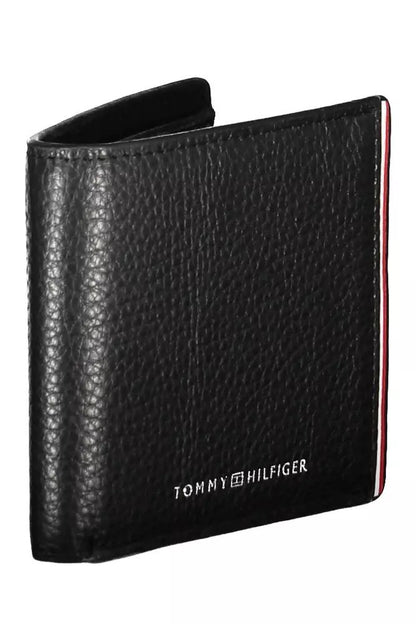 Tommy Hilfiger Sleek Black Leather Wallet with Logo Detail