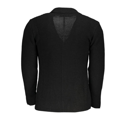 U.S. Grand Polo Elegant Black Cardigan with Subtle Logo Detail