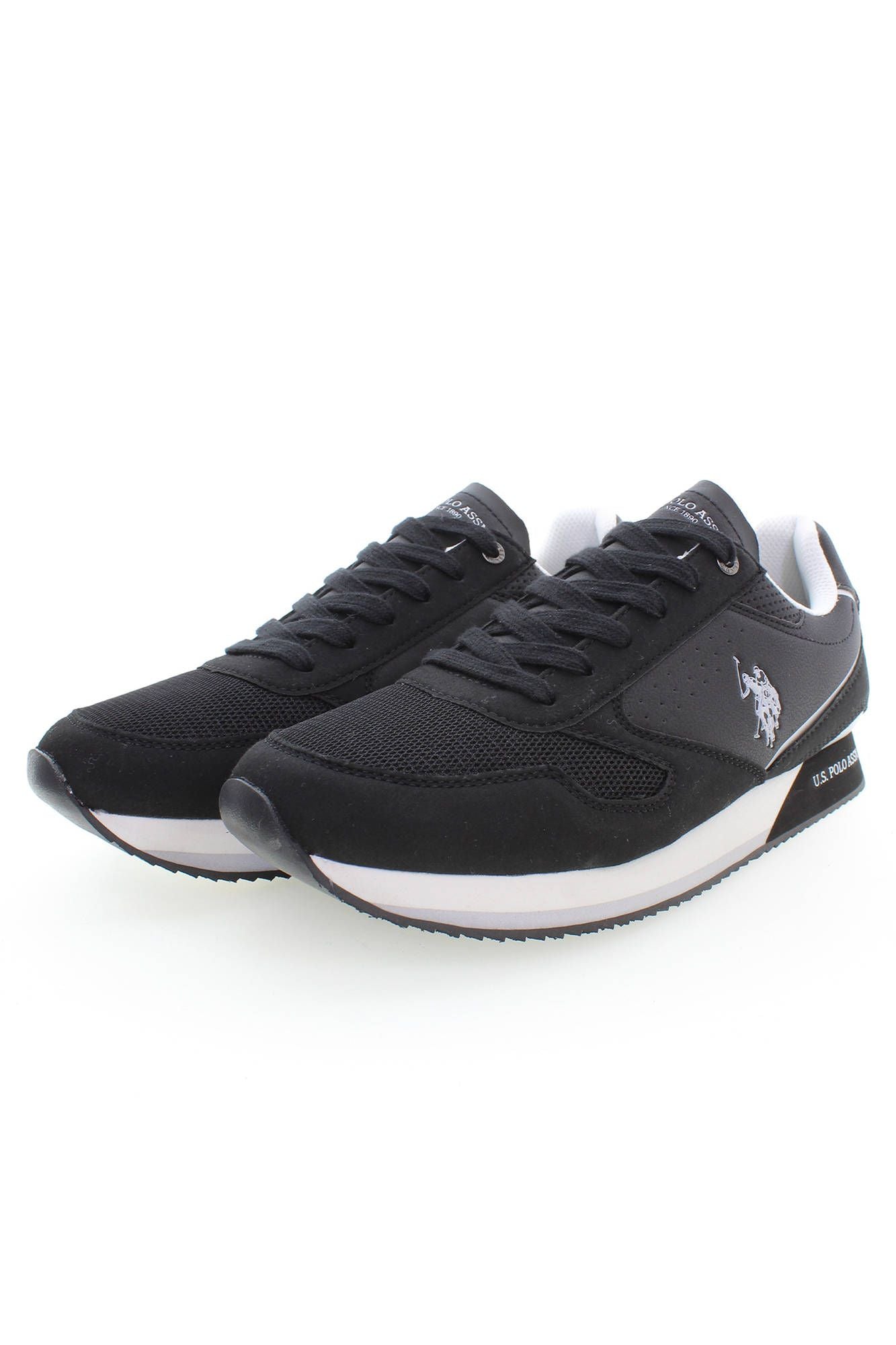 U.S. POLO ASSN. Black Lace-Up Sneakers with Logo Contrast Details