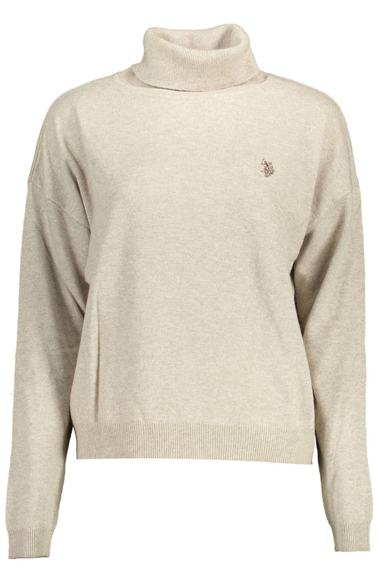 U.S. POLO ASSN. Chic Beige Turtleneck with Elegant Embroidery