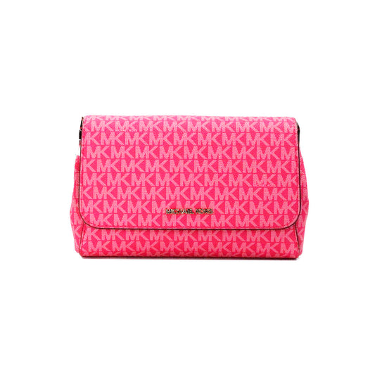 Michael Kors Jet Set Medium Electric Pink Convertible Pouchette Crossbody Bag