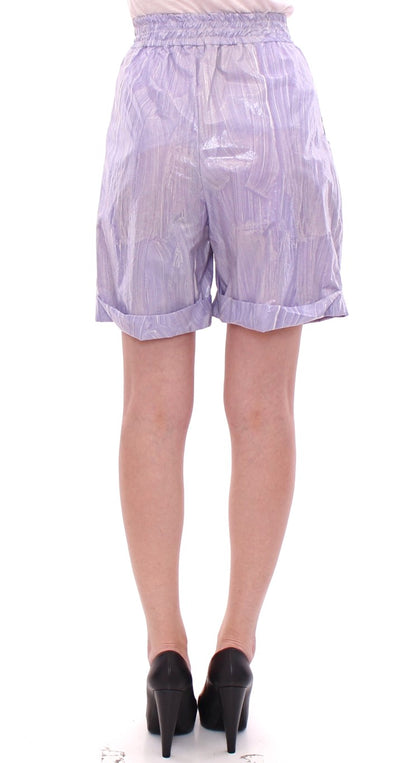 Licia Florio Elegant Purple Viscose Shorts - Side Zip Closure