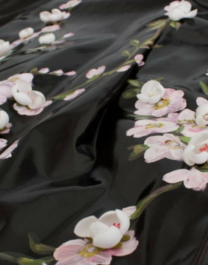 Dolce & Gabbana Black patent floral HANDPAINTED dress