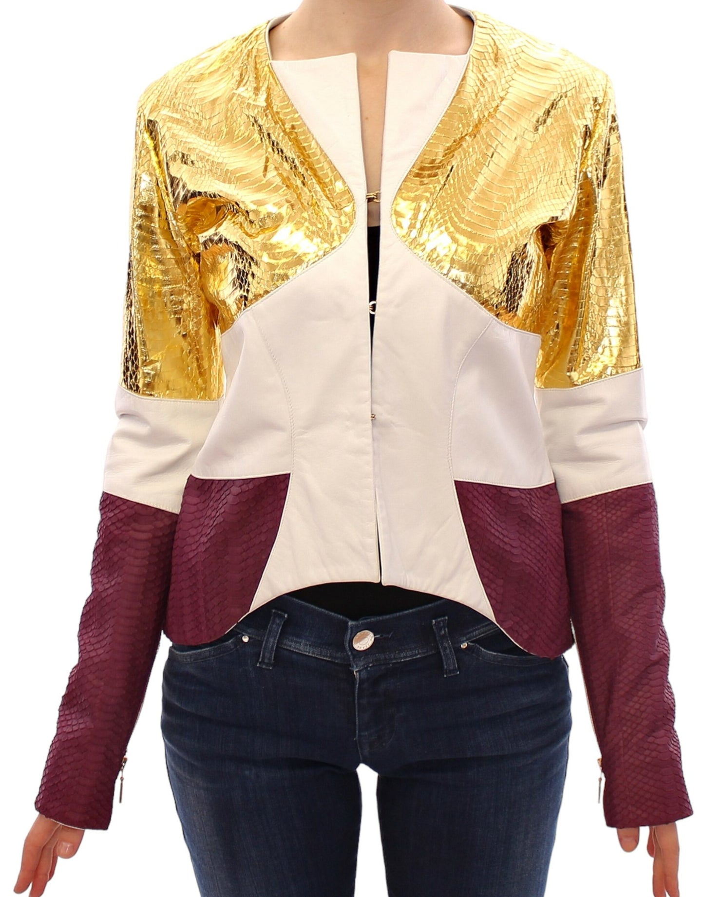 Vladimiro Gioia White Gold Purple Leather Jacket