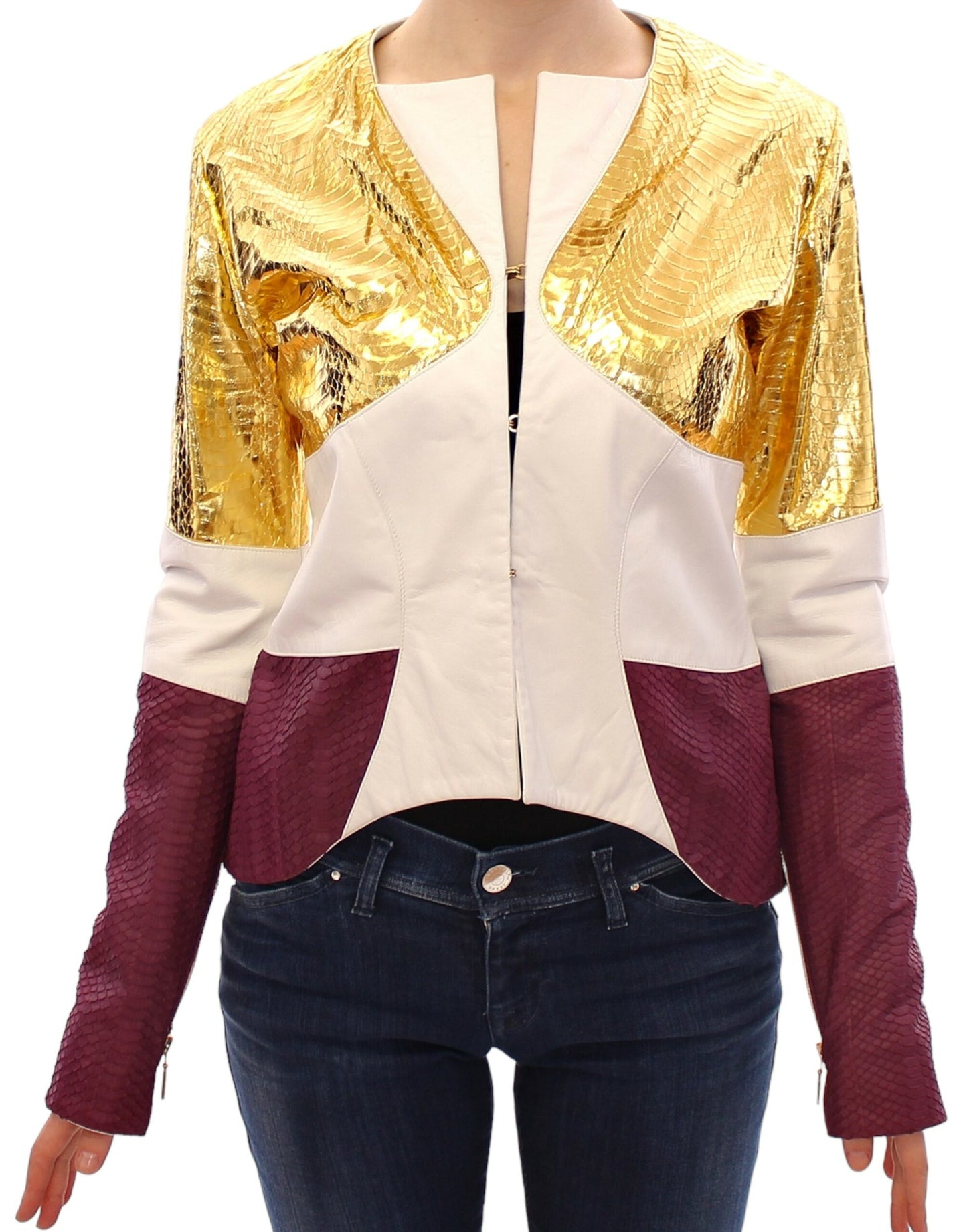 Vladimiro Gioia White Gold Purple Leather Jacket