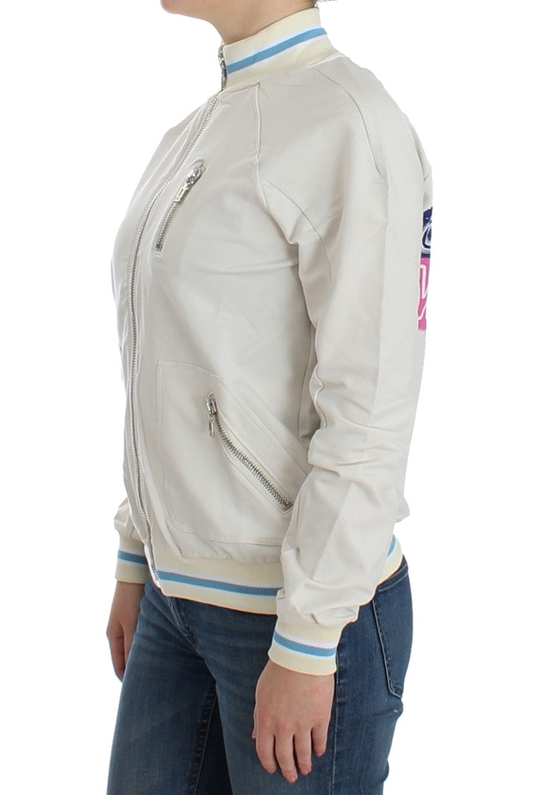 John Galliano White Mock Zip Cardigan Sweatshirt Sweater