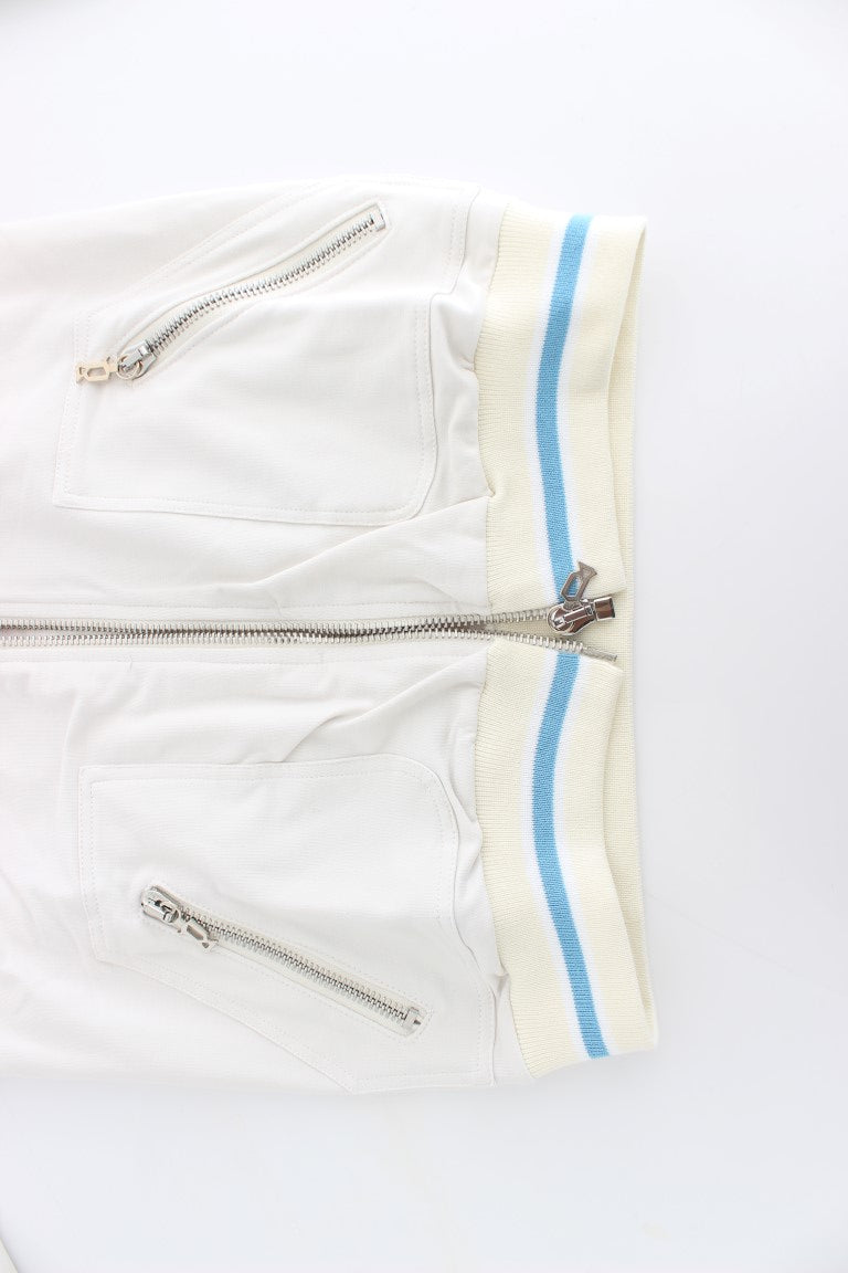 John Galliano White Mock Zip Cardigan Sweatshirt Sweater