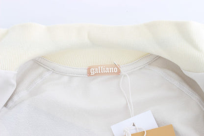 John Galliano White Mock Zip Cardigan Sweatshirt Sweater