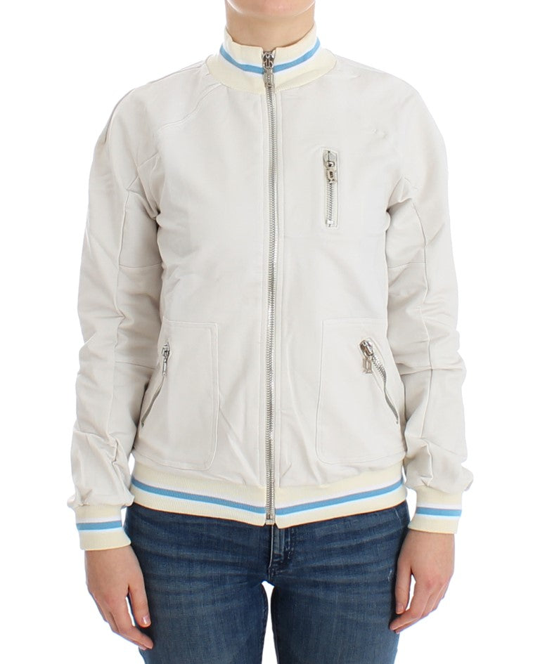 John Galliano White Mock Zip Cardigan Sweatshirt Sweater