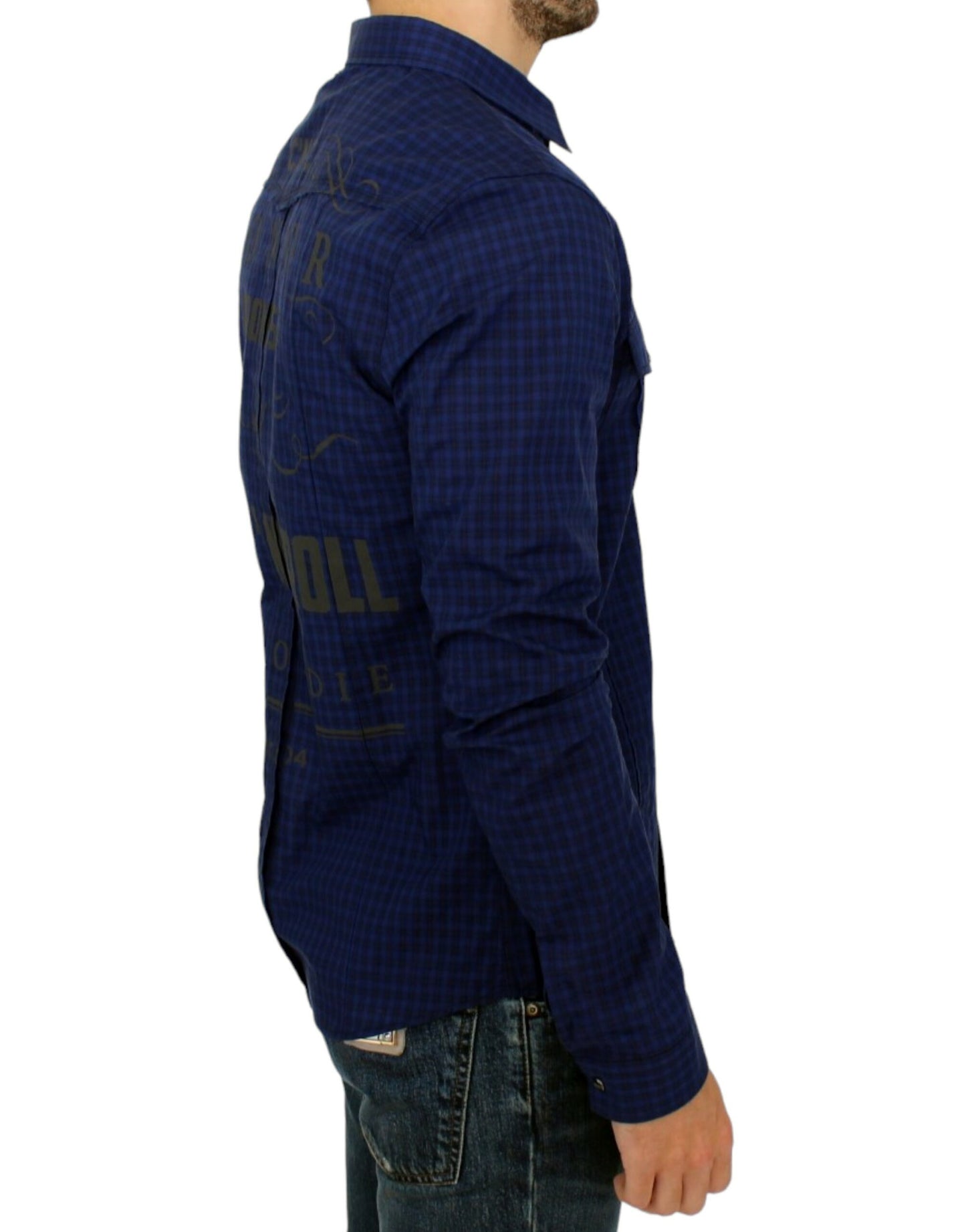 Costume National Blue checkered cotton shirt