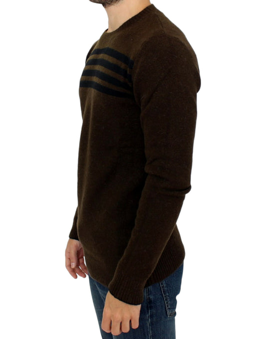 Costume National Brown striped crewneck sweater