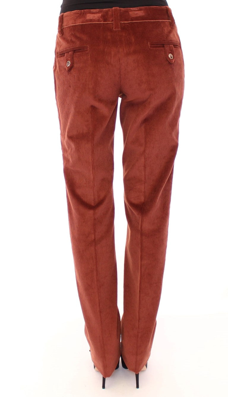 Dolce & Gabbana Brown Corduroys Straight Logo Casual Pants