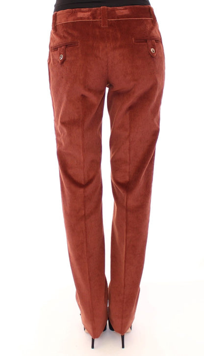 Dolce & Gabbana Brown Corduroys Straight Logo Casual Pants