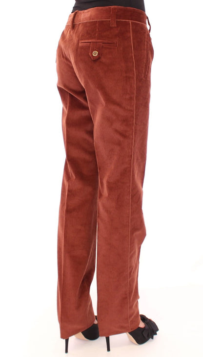 Dolce & Gabbana Brown Corduroys Straight Logo Casual Pants