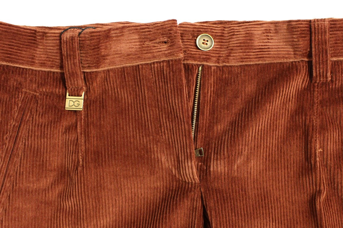 Dolce & Gabbana Brown Corduroys Straight Logo Casual Pants