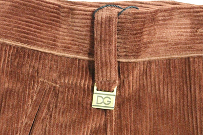 Dolce & Gabbana Brown Corduroys Straight Logo Casual Pants
