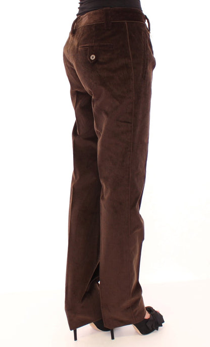 Dolce & Gabbana Brown Corduroys Straight Logo Casual Pants