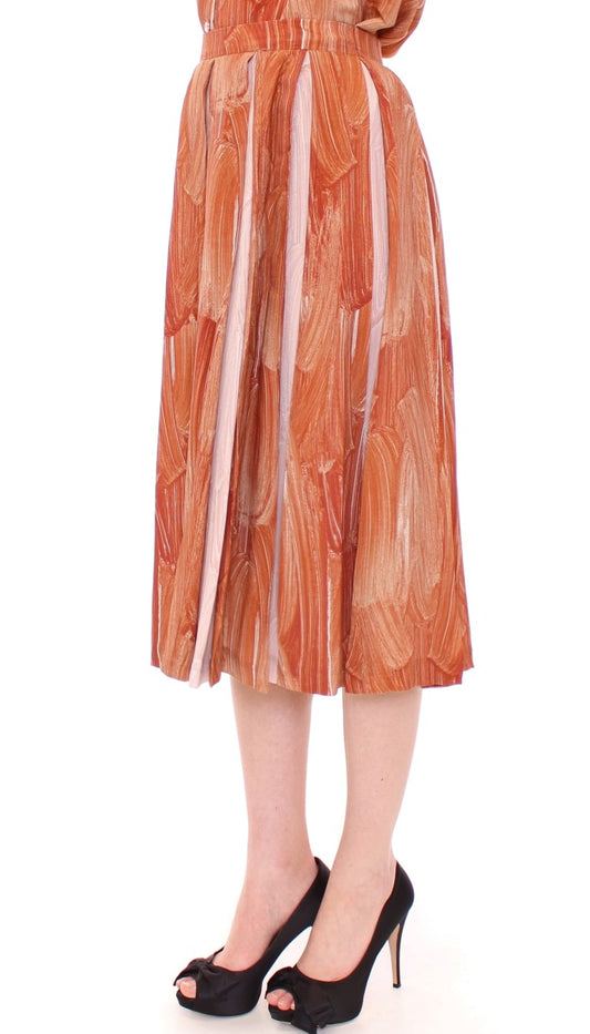 Licia Florio Brown Orange Below Knee Full Skirt