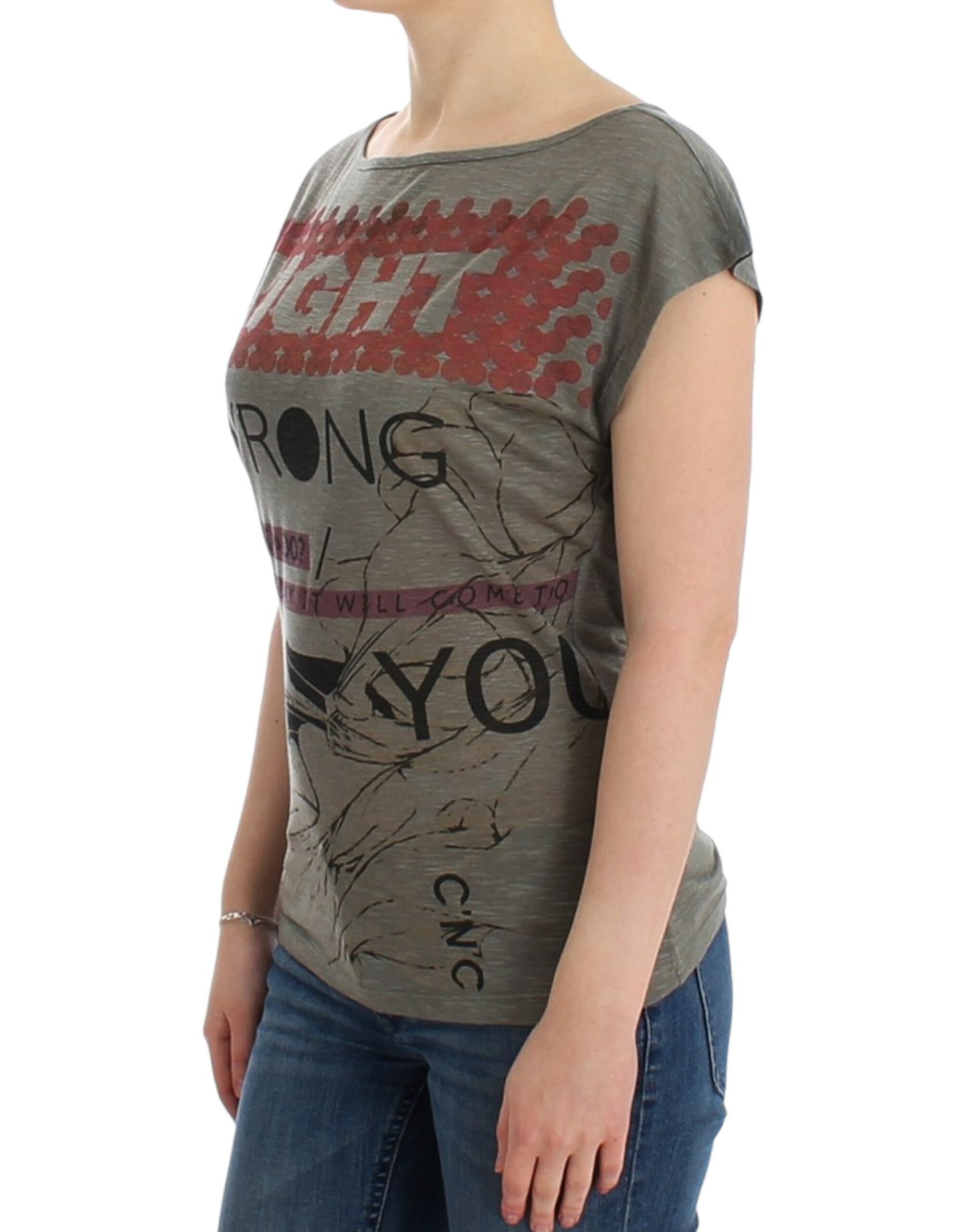 Costume National Gray print capsleeve t-shirt