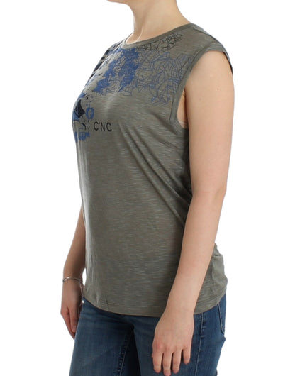 Costume National Gray print sleeveless t-shirt