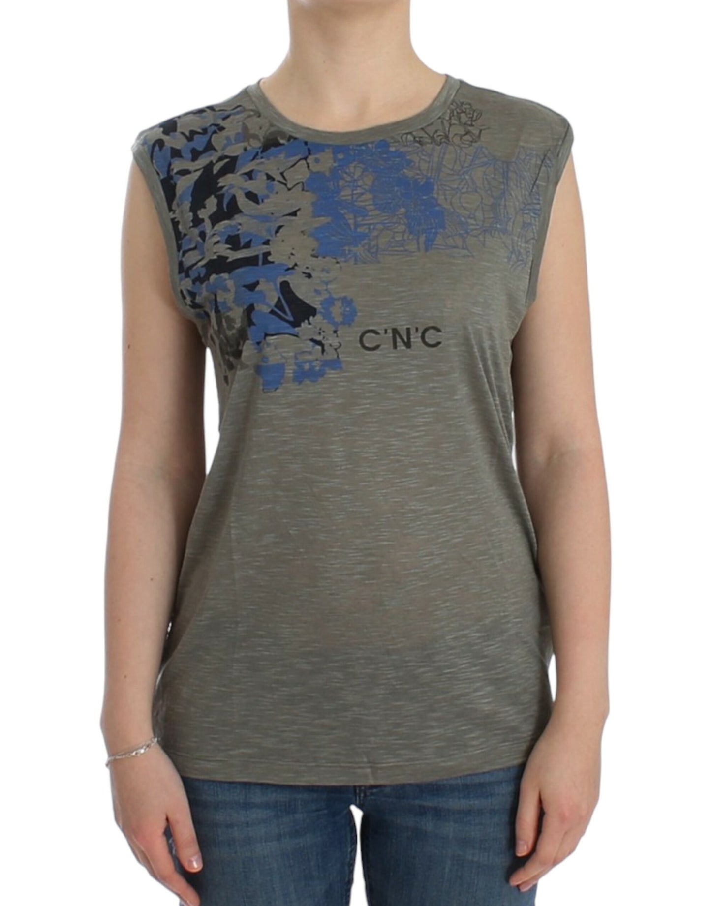 Costume National Gray print sleeveless t-shirt