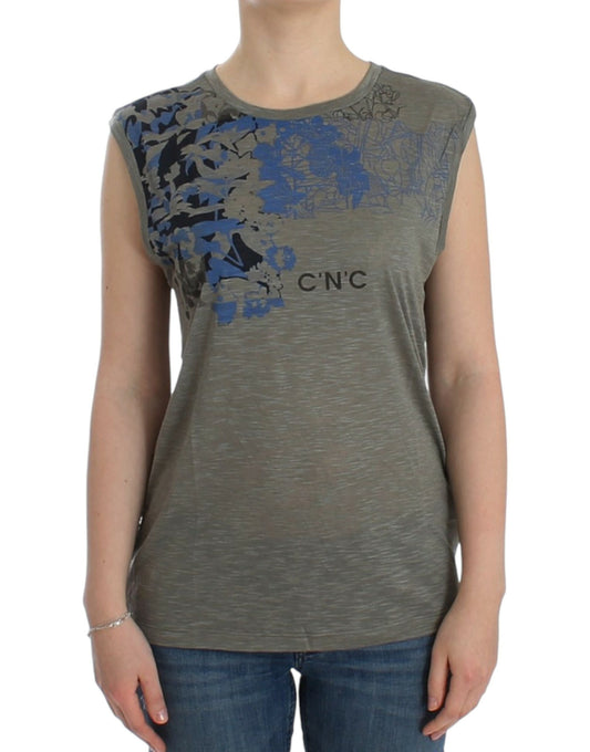 Costume National Gray print sleeveless t-shirt