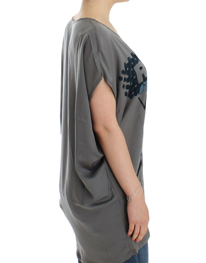 Costume National Gray V-neck long t-shirt