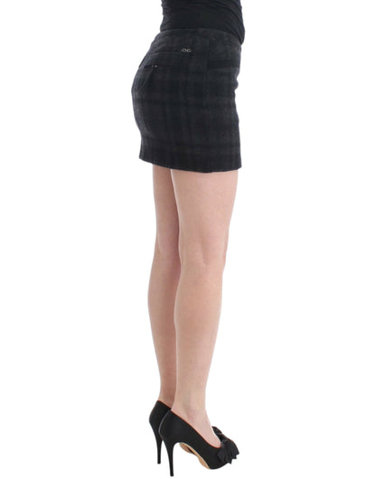 Costume National Gray checkered mini skirt