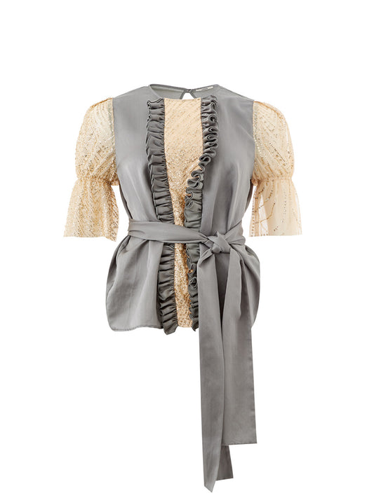 Lardini Elegant Silk Ruffled Top for a Sophisticated Look