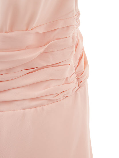 Lardini Elegant Pink Ruffled V-Neck Dress