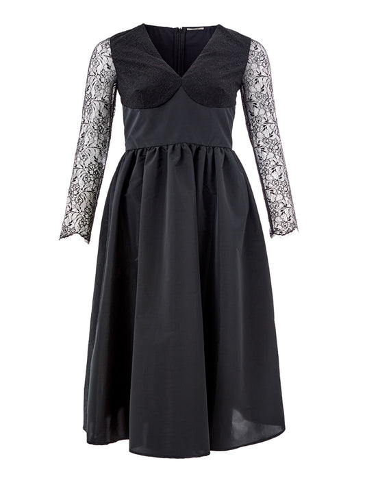 Lardini Elegant Black Lace Detail Long Dress