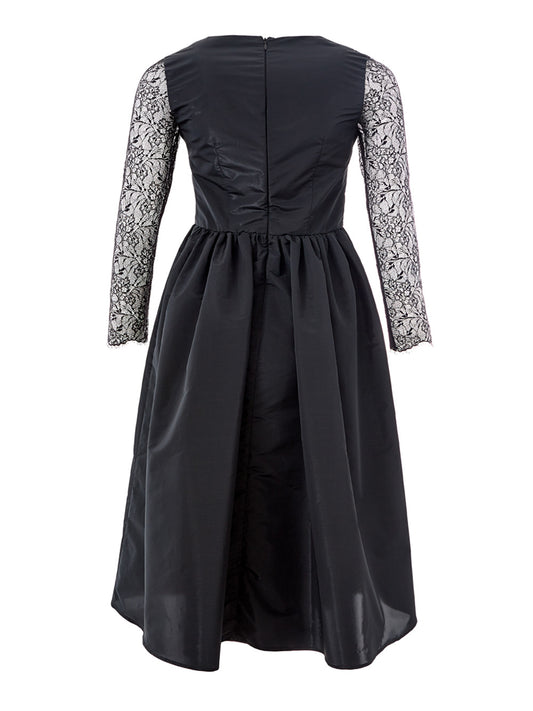 Lardini Elegant Black Lace Detail Long Dress