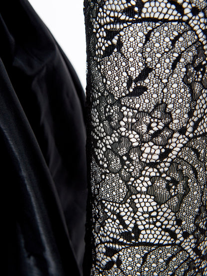 Lardini Elegant Black Lace Detail Long Dress