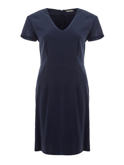 Lardini Elegant Blue V-Neck Midi Dress