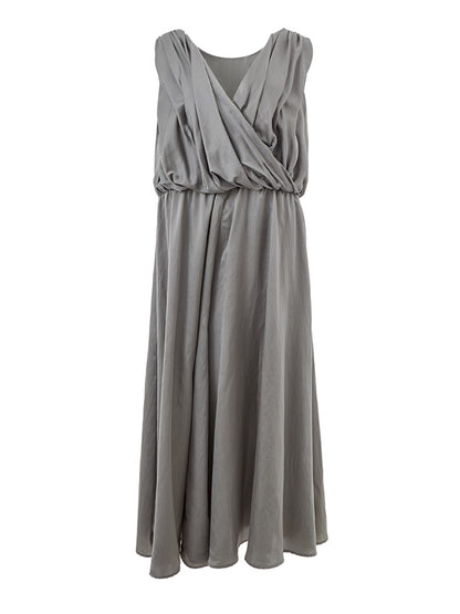 Lardini Elegant Silk Grey Dungarees Dress