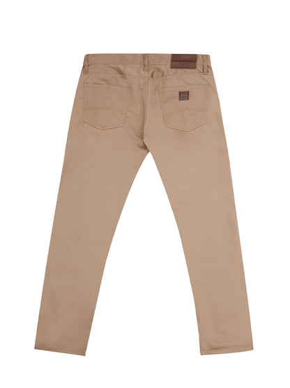 Armani Exchange Chic Beige Cotton Regular Fit Trousers